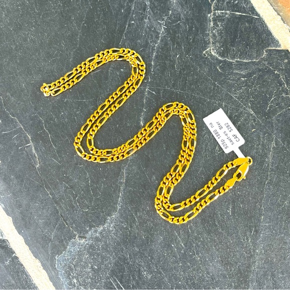 Men’s Sterling Silver 925 Gold plated Figero link 3+1 link Chain Necklace 23”